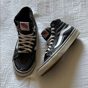 Vans Vintage Classic Black and White Leather High-Tops